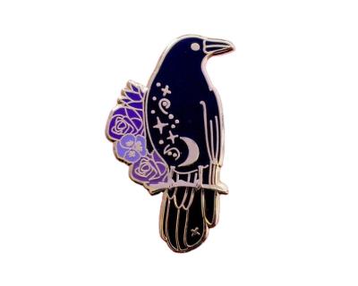 China American 30 Years Crow Manufacturer Customized Raven Enamel Pin Gold Plated Hard Metal Enamel Badge Pin Memorabilia for sale