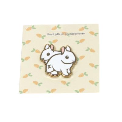 China Cheap Custom Cute North American Bunny Bun Enamel Pin Hard Enamel Metal Badge Lapel Pins With Back Map for sale