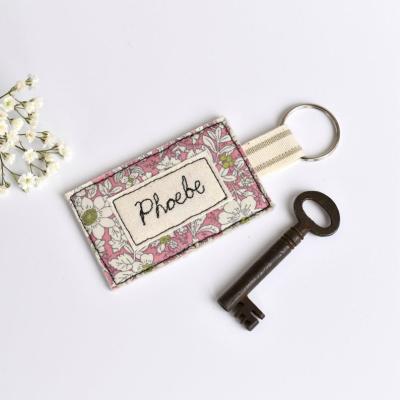 China Wholesale Text Customization Rectangular Key Chain Embroidery Trimmings Polyester Lace Main Gusset for sale