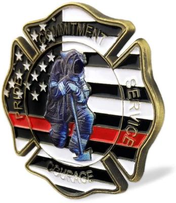 China USA Hot Selling Bulk Custom 3d Metal Us Firefighter Prayer Coin Souvenir Challenge Coin for sale