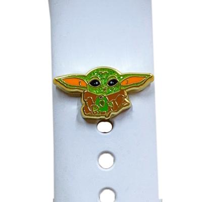 China Good Quality Cute Baby Yoda Apple Watch Band Charms Hard Enamel Band Buttons Smart Watch Strap Band Charms for sale