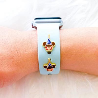 China Wholesale Cute Enamel Charms For Apple Watch Accessories Snack Band Charm Button For Watch Strap for sale