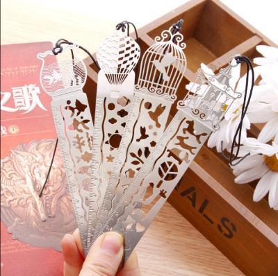 China Folk Art Factory Price Most Popular Cavity Ruler Custom Logo Metal Bookmark for sale