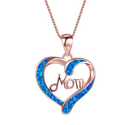 China Custom Fashion Jewelry Metal Necklace Love Mom Letter Pendant Rose Gold Necklace Mother's Day Gift for sale