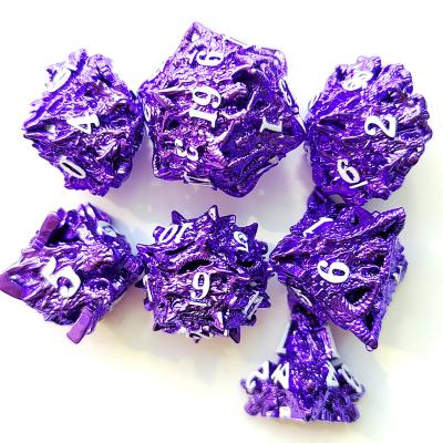 China New Main Dice Dragon And Dungeon Metal Dice Hollow Font Color Suitable Board Games for sale