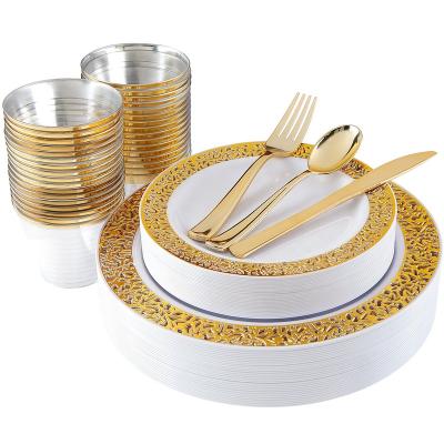 China Golden Balance Healthy Cheap Unique Disposable Plastic Tableware Set for sale