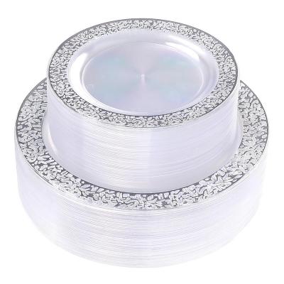 China Disposable Clear 60pcs Disposable Plastic Dinner Dishes Set for sale