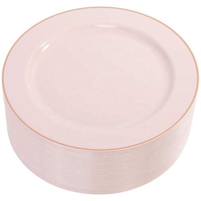 China Rose the Traditional Wedding with Rose Gold Disposable Plastic Plate for sale