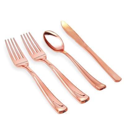 China Wedding Party Home 300 Pcs New Arrival Medieval Wrapped Plastic Silverware Set for sale