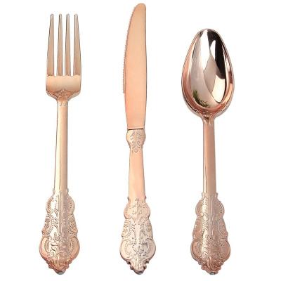 China Disposable High Quality Royal Cutlery Plastic Rose Gold for sale