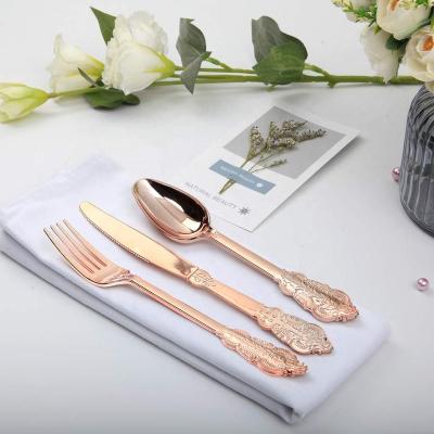 China Country Rose Gold Disposable Plastic Cutlery High Quality Set for sale