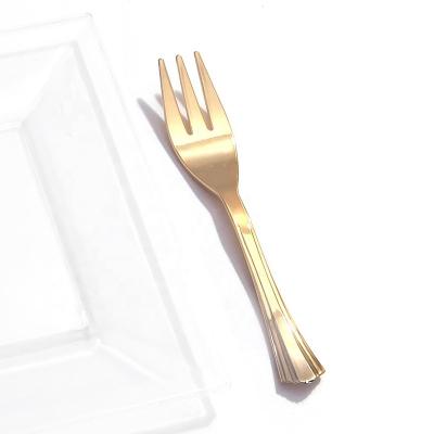 China Traditional Small Gold Disposable Plastic Fork for sale