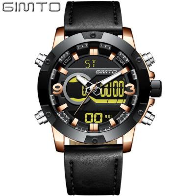 China Water Resistant GIMTO GM256 Factory Directly Led Digital Display 2 Time Zone Calendar Analog Quartz Mern Business Sports Watch for sale