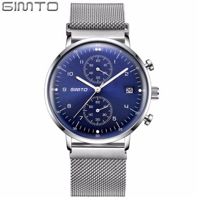 China GIMTO Gm230 Chronograph Stainless Steel Ultra Thin Clock Male Quartz Sport Watch Japan Movement Quartz Top Luxury Watch for sale