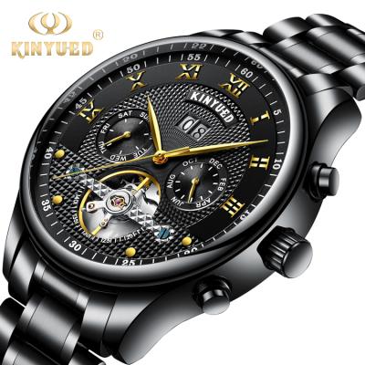 China Kinyued J009 Chronograph Round Shaped Double Watches Mens Luxury Brand Stainless Steel Automatic Watches For Men Month Week Date Show Watch for sale