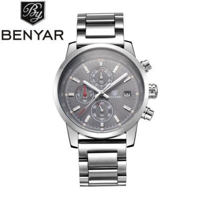 China Date Fashion Sports Chronograph Stainless Steel Strap Suartz Brand Relogio Benyar 5102M Automatic Wrist Watch for sale