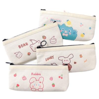 China Zipper Closure 2023 Best Selling Cheap School Supplies Pencil Bag Custom Printed Cool Lovely Kids Canvas Animal Zipper Pencil Case for sale