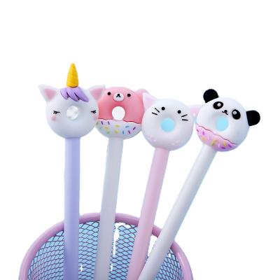 China Factory Promotion Cute Two Color Silica Gel Ink Pen Animal Type Colorful Children 0.5MM Cute Blue Black Pen Mix for sale