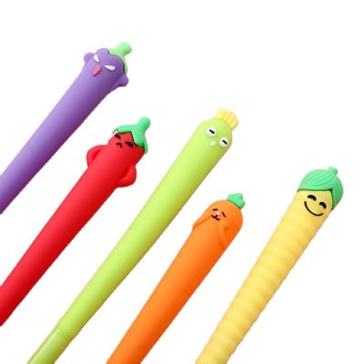 China 2023 new normal lovely cute cartoon vegetable styling character for kids black 0.55MM black blue ink color gel pen for sale