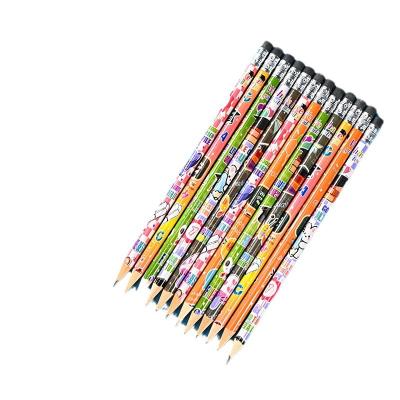 China Office School Pencil Factory Sale Cheap Launch Campus School Series Cartoon Pattern Children HB Wooden Black Round Pencil for sale