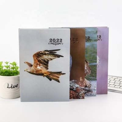 China Custom Date Printing A5 PU Leather Hard Cover Notebook With Pen Holder For 2021 2022 Dairies for sale