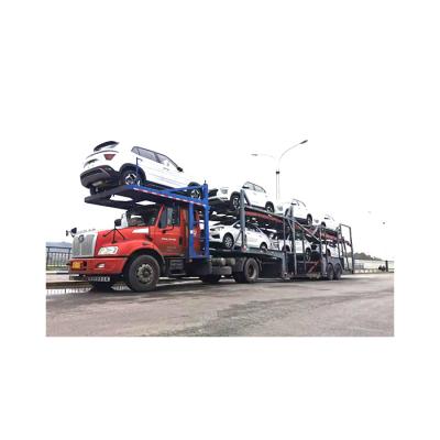 China Truck Trailer Transport Vehicle Car Carrier Tandem Platform Double Car Auto Carrier Semi Trailer With Ramp for sale