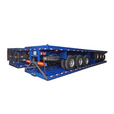 China Truck trailer 40 feet transport shipping container flat bed trailer 3 axle flat bed semi trailer with good sale price for sale