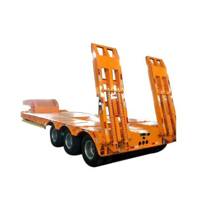 China 2 Axles 3 Axles Low Bed Transport Trailer 2 Truck Digger Excavator Carrier Low Bed Trailer 20ton For Sale for sale