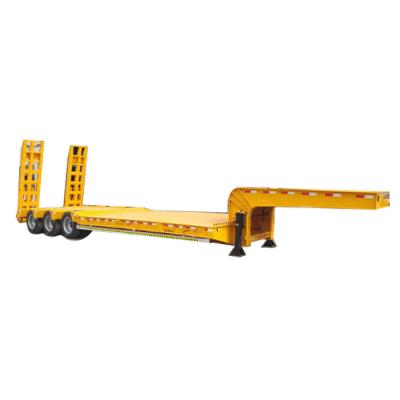 China Detachable mechanical suspension gooseneck leaf spring extendable truck trailer low bed trailer 50 ton for sale with ramps in Qatar for sale