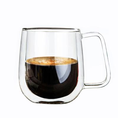 China Daily Living Home Insulated Double Wall Glass Coffee Mug With Handle for sale