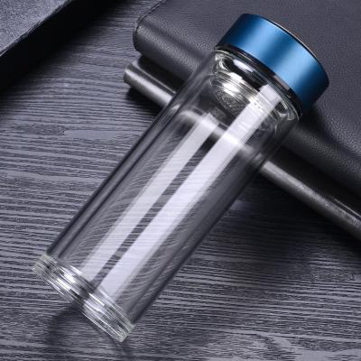 China Wholesale 300ml Sustainable Double Wall Glass Insulated Tea Cup Glass Water Bottle With Filter for sale