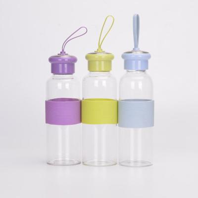 China Borosilicate Single Wall Glass Water Bottle Outdoor Sports Gift Home Glass Water Bottle for sale