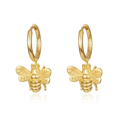 China CLASSIC S925 Sterling Silver Bee Shaped Diamond Inlay Earring Ear Studs for sale