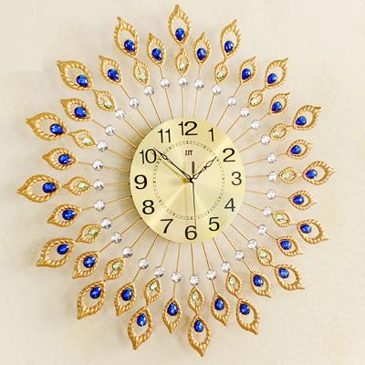 China Beautiful Metal Made Peacock Design Quartz Wall Clock For Home Decoration Peacock Wall Clock for sale