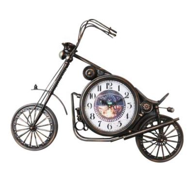 China Retro Antique Style Harley Motorcycle Model Iron Wall Synchronize Home Decorative Clocks for sale