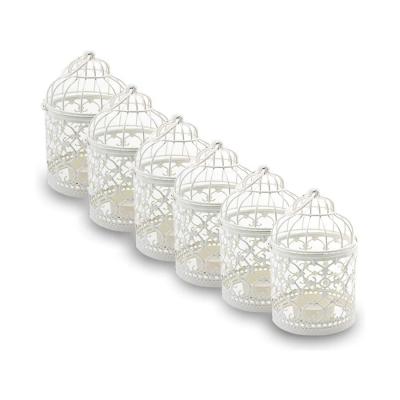 China Home Decorative Candle Holder Iron Birdcage Cavity Metal Birdcage Decoration Hanging Lantern for sale