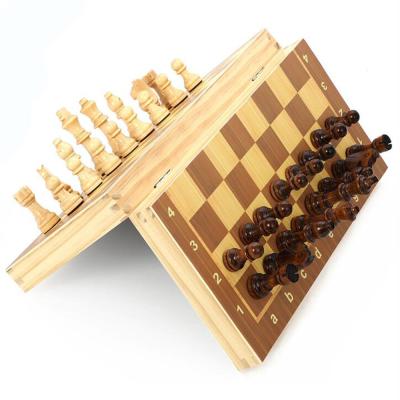 China Promotional Gifts 39x39x2.5cm Magnetic Chess Set Folding Wooden Chess Set With Magnetic Crafted Chess Pieces for sale