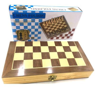 China Promotional Gifts 40x40x2.5cm Wooden Chess Set Handmade Premium Folding Magnetic Chess Board for sale