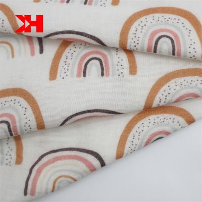 China Organic Eco-Friendly Digital Gauze Cotton Kahn Muslin Printing Bamboo Fabric for babt sleepwear for sale