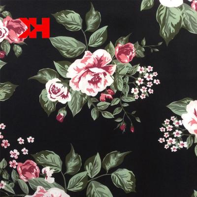 China Floral Designs 100%Polyester Shrink-Resistant Woven Black Dress Wool Dobby Fabric for sale