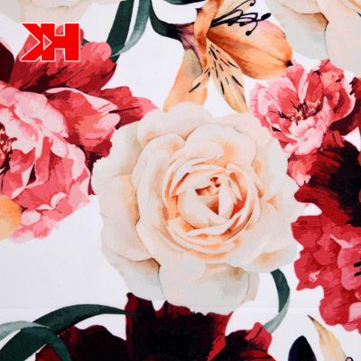 China Shrink-Resistant Custom Design 100% Polyester Custom Chiffon Fabric Digital Printing Red Flower Pattern For Dress for sale