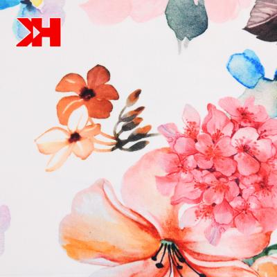 China China Supplier Custom Floral Polyester Beige Printed Fabrics Shrink-Resistant For Dresses Materia for sale