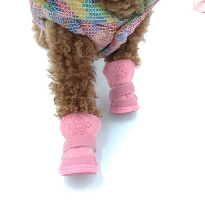 China Viable Brown/Pink Wholesale Dog Cat Shoes Botas Para Perro Five Sizes Small for sale