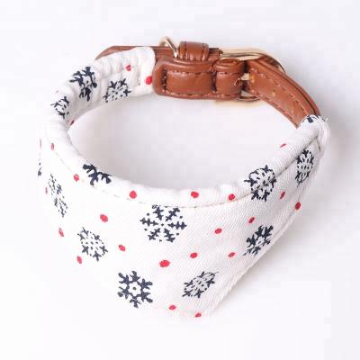 China Latest Snowflake Pattern Pet Triangle Towel Dog Collar Sustainable Style Customized Bandana Dog for sale