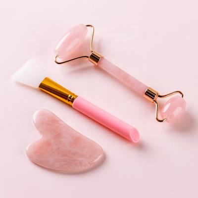 China Whitening High Quality Pink Jade Roller For Face Natural Jade Stone Roller Rose Quartz Roller for sale