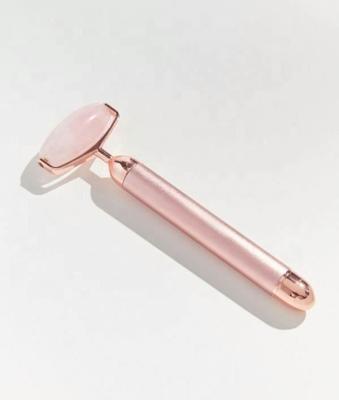 China Rose Quartz Anti Aging Roller Face Roller Vibrating Skin Derma Roller Whitening for sale