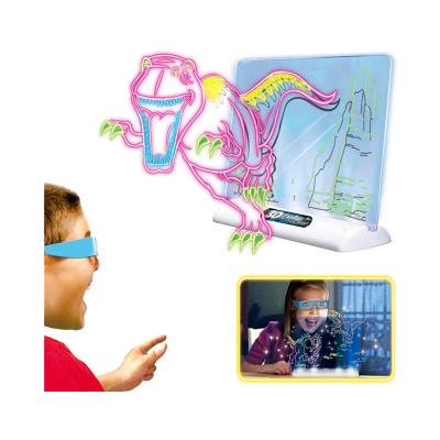 China Eco-Friendly Decompression Light Discovery Protection - Kids Magic Shield Light Up Drawing Board Education Dinosaur Doodle Glow Protection with 2 3D Glasses - Gift for sale