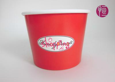 China Single Wall 12oz Custom Disposable Ice Cream Cups With Lid , Red for sale