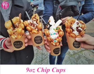 China Disposable French Fries Custom Printed Paper Cups for Chips and Ice Cream for sale