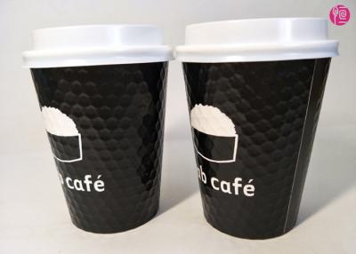 China 12oz Glossy Printed Insulated Two Layer Double Wall Hot Drink Paper Cups Diamond Shaped for sale